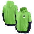 Wholesale Cheap Seattle Seahawks Nike Sideline Impact Lockup Performance Full-Zip Hoodie Neon Green