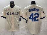 Wholesale Cheap Men's Los Angeles Dodgers #42 Jackie Robinson Cream Stitched Baseball Jersey