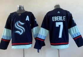 Wholesale Cheap Men\'s Seattle Kraken #7 Jordan Eberle Navy Authentic Jersey