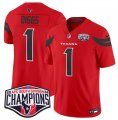 Cheap Men's Houston Texans #1 Stefon Diggs Red F.U.S.E. 2024 AFC South Division Champions Vapor Limited Stitched Football Jersey