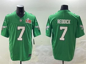 Men\'s Philadelphia Eagles #7 Haason Reddick Green 2025 Super Bowl LIX Patch F.U.S.E. Throwback Vapor Untouchable Limited Stitched Football Jersey