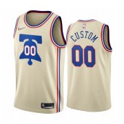 Wholesale Cheap Men's Nike 76ers Personalized Cream NBA Swingman 2020-21 Earned Edition Jersey