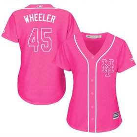 Wholesale Cheap Mets #45 Zack Wheeler Pink Fashion Women\'s Stitched MLB Jersey