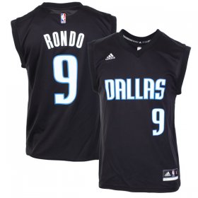 Wholesale Cheap Men\'s Dallas Mavericks #9 Rajon Rondo Black Fashion Replica Jersey