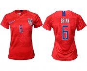 Wholesale Cheap Women's USA #6 Brian Away Soccer Country Jersey