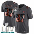 Wholesale Cheap Kansas City Chiefs #87 Travis Kelce Black Super Bowl LIV 2020 Nike 2018 Salute to Service Retro USA Flag Limited NFL Jersey