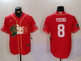 Cheap Men's San Francisco 49ers #8 Steve Young Red With Patch Cool Base Stitched Baseball Jerseys