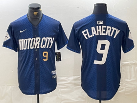 Cheap Mens Detroit Tigers #9 Jack Flaherty Number 2024 Navy City Connect Cool Base Limited Stitched Jersey