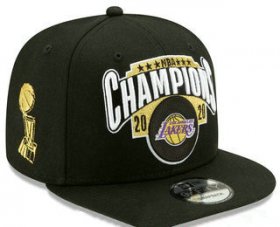 Wholesale Cheap Men\'s Los Angeles Lakers New Black 2020 NBA Finals Champions Snapback Hat