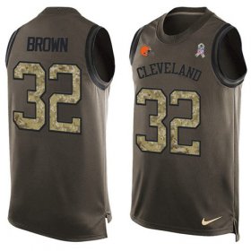 Wholesale Cheap Nike Browns #32 Jim Brown Green Men\'s Stitched NFL Limited Salute To Service Tank Top Jersey