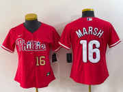 Women's Philadelphia Phillies #16 Brandon Marsh Red Stitched Cool Base Jerseys