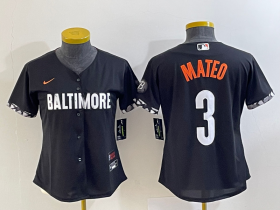 Wholesale Cheap Youth Baltimore Orioles #3 Jorge Mateo Black 2023 City Connect Cool Base Stitched Jersey 1