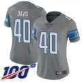 Wholesale Cheap Nike Lions #40 Jarrad Davis Gray Women's Stitched NFL Limited Rush 100th Season Jersey