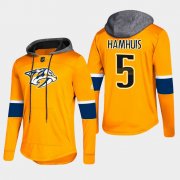 Wholesale Cheap Predators #5 Dan Hamhuis Gold 2018 Pullover Platinum Hoodie