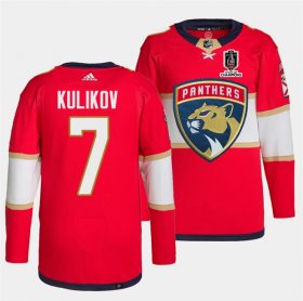 Cheap Men\'s Florida Panthers #7 Dmitry Kulikov Red Home 2024 Stanley Cup Champions Stitched Jersey