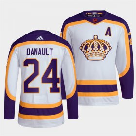 Wholesale Cheap Men\'s Los Angeles Kings #24 Phillip Danault White 2022 Reverse Retro Stitched Jersey