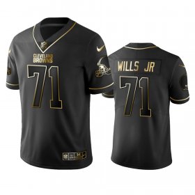 Wholesale Cheap Cleveland Browns #71 Jedrick Wills Men\'s Nike Black Golden Edition Vapor Limited Jersey