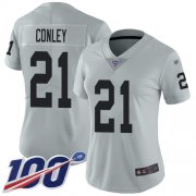 Wholesale Cheap Nike Raiders #21 Gareon Conley Silver Women's Stitched NFL Limited Inverted Legend 100th Season Jersey