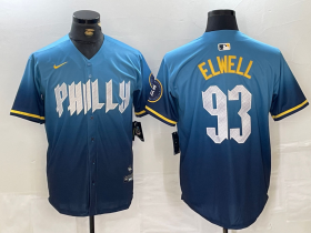 Cheap Men\'s Philadelphia Phillies #93 Jason Elwell Blue 2024 City Connect Limited Stitched Jersey