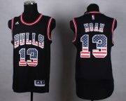 Wholesale Cheap Chicago Bulls #13 Joakim NoahRevolution 30 Swingman 2014 USA Flag Fashion Black Jersey