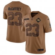 Wholesale Cheap Men's San Francisco 49ers #23 Christian McCaffrey 2023 Brown Salute To Service Limited Football Stitched Jersey