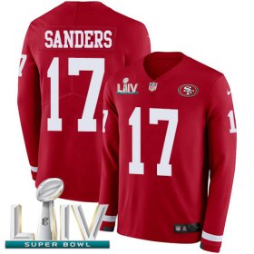 Wholesale Cheap Nike 49ers #17 Emmanuel Sanders Red Super Bowl LIV 2020 Team Color Men\'s Stitched NFL Limited Therma Long Sleeve Jersey