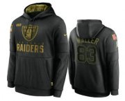 Wholesale Cheap Men's Las Vegas Raiders #83 Darren Waller Black 2020 Salute To Service Sideline Performance Pullover Hoodie