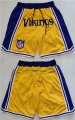 Wholesale Men's Minnesota Vikings Yellow Just Don Swingman Throwback Shorts