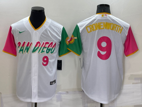 Wholesale Cheap Men\'s San Diego Padres #9 Jake Cronenworth White Number 2022 City Connect Cool Base Stitched Jersey