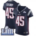 Wholesale Cheap Nike Patriots #45 Donald Trump Navy Blue Team Color Super Bowl LIII Bound Men's Stitched NFL Vapor Untouchable Elite Jersey