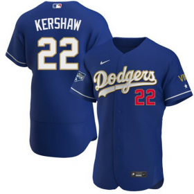 Wholesale Cheap Men\'s Los Angeles Dodgers #22 Clayton Kershaw Royal Blue Championship Flex Base Sttiched MLB Jersey