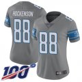 Wholesale Cheap Nike Lions #88 T.J. Hockenson Gray Women's Stitched NFL Limited Rush 100th Season Jersey