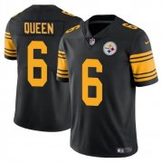 Cheap Men's Pittsburgh Steelers #6 Patrick Queen Black Color Rush Vapor Untouchable Limited Football Stitched Jersey