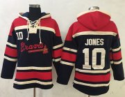 Wholesale Cheap Braves #10 Chipper Jones Navy Blue Sawyer Hooded Sweatshirt MLB Hoodie