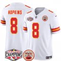 Cheap Men's Kansas City Chiefs #8 DeAndre Hopkins White F.U.S.E. 2024 AFC West Division Champions Vapor Limited Stitched Football Jersey