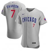 Wholesale Cheap Men's Chicago Cubs #7 Dansby Swanson Gray Flex Base Stitched Baseball Jersey