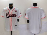 Men's Chicago Bears Blank White With Patch Cool Base Stitched Baseball Jersey