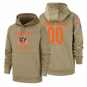 Wholesale Cheap Cincinnati Bengals Custom Nike Tan 2019 Salute To Service Name & Number Sideline Therma Pullover Hoodie