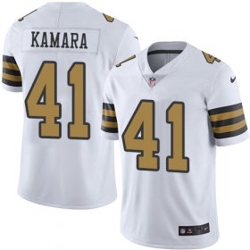 Wholesale Cheap Nike Saints #41 Alvin Kamara White Men\'s Stitched NFL Limited Rush Jersey