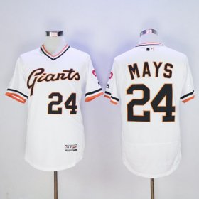 Wholesale Cheap Giants #24 Willie Mays White Flexbase Authentic Collection Cooperstown Stitched MLB Jersey