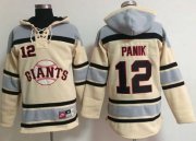 Wholesale Cheap Giants #12 Joe Panik Cream Sawyer Hooded Sweatshirt MLB Hoodie