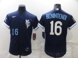 Wholesale Cheap Men's Kansas City Royals #16 Andrew Benintendi Number 2022 Navy Blue City Connect Flex Base Stitched Jersey