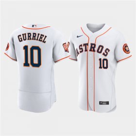 Wholesale Cheap Men\'s Houston Astros #10 Yuli Gurriel White 60th Anniversary Flex Base Stitched Baseball Jersey