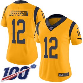 Wholesale Cheap Nike Rams #12 Van Jefferson Gold Women\'s Stitched NFL Limited Rush 100th Season Jersey