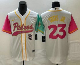 Wholesale Cheap Men\'s San Diego Padres #23 Fernando Tatis Jr White NEW 2023 City Connect Cool Base Stitched Jersey