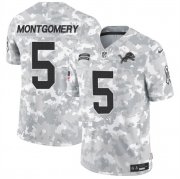 Cheap Men's Detroit Lions #5 David Montgomery 2024 F.U.S.E Arctic Camo Salute To Service Limited Stitched Football Jersey