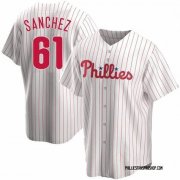 Cheap Men's Philadelphia Phillies #61 Cristopher Sanchez White Cool Base Stitched Baseball Jersey