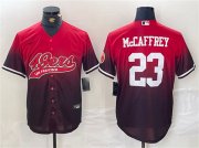 Wholesale Cheap Men's San Francisco 49ers #23 Christian McCaffrey Red Black With Patch Cool Base Baseball Stitched Jersey