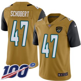 Wholesale Cheap Nike Jaguars #47 Joe Schobert Gold Men\'s Stitched NFL Limited Rush 100th Season Jersey