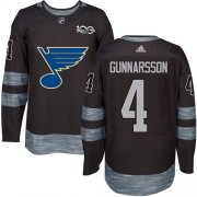 Wholesale Cheap Adidas Blues #4 Carl Gunnarsson Black 1917-2017 100th Anniversary Stitched NHL Jersey